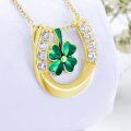 wholesale 925 Sterling Silver Horseshoe with Four-Leaf Clover Pendant Necklace for Women-0-2