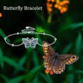 wholesale 925 Sterling Silver Blue Abalone Shell Butterfly Adjustable Chain Bracelet-0-5