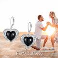 wholesale 925 Sterling Silver Metal Drusy Crystal Angel Wing Heart Dangle Earring Black Leverback Drop s for Women-0-4