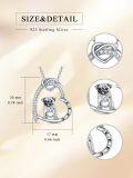 wholesale 925 Sterling Silver Pug Heart Pendant Necklace with Cubic Zirconia and Paw Prints Gifts for Women Girls Pet Lovers-0-4