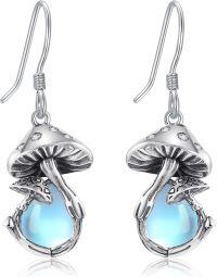 wholesale 925 Sterling Silver Blue Moonstone & Green Moss Agate Drop Earrings with Natural Turquoise and Crystal Accents - Boho Style Jewelry for Women-Moonstone