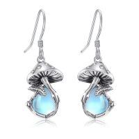 wholesale 925 Sterling Silver Blue Moonstone & Green Moss Agate Drop Earrings with Natural Turquoise and Crystal Accents - Boho Style Jewelry for Women-Moonstone