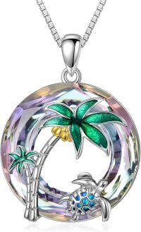 wholesale Sterling Silver Crystal Sea Turtle Ocean Palm Tree Pendant Jewelry-A-Sea Turtle-Colorful Crystal