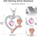 wholesale Sterling Silver Rose Flower Birthstone Necklace for Women Girls-0-1