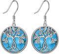wholesale 925 Sterling Silver Turquoise Tree of Life Triskele Trinity Knot Leverback Dangle Drop Earrings - Vintage Style Lucky  for Her-0-0