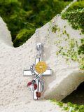 wholesale 925 Sterling Silver Cross Pendant with Sunflower and Ladybugs Necklace for Women-0-3