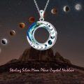 wholesale 925 Sterling Silver Blue Crystal Round Triple Goddess Glowing Moon Phase Pendant Necklace for Women-0-4
