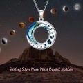 wholesale 925 Sterling Silver Moon Phase Blue Crystal Pendant Necklace White Gold Plated-0-4