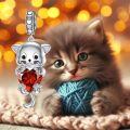 wholesale 925 Sterling Silver Garnet January Birthstone Cat Charm (0.98) - Symbol of Longevity, Wealth - Gift for Women-0-4