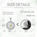 wholesale 925 Sterling Silver Round Spinning Daisy Flower Pendant Necklace with Cubic Zirconia Stones for Women  48cm Chain Length-0-4