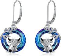 wholesale 925 Sterling Silver Highland Cow Crystal Drop Earrings Gift for Women Girls-Highland Cow A