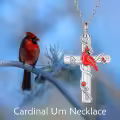 TOUPOP Sterling Silver Crystal Red Cardinal Urn Necklace For Ashes-0-1