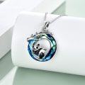 wholesale 925 Sterling Silver Blue Crystal Panda I Love You Moon Pendant Necklace-0-2
