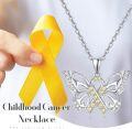 wholesale 925 Sterling Silver Yellow Crystal Butterfly Pendant Necklace - PTSD Awareness s for Women-0-5
