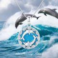 wholesale 925 Sterling Silver & Tianhe Stone Dolphin Wave Necklace - Ocean Beach Jewelry Gift for Women-0-1