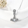 wholesale 925 Sterling Silver Thor Hammer Mjolnir Pendant Necklace Labradorite Oxidized Celtic Knot Viking-0-2