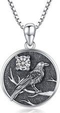 wholesale Silver Synthetic Stone Raven Pendant Crow Round Necklace Gift for Women-0-16