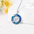 wholesale 925 Sterling Silver Blue Crystal Circle Plane Pendant Necklace for Women-0-3