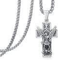 wholesale 925 Sterling Silver Saint Christopher and Saint Michael Cross Pendant Chain Necklace for Men & Women Catholic Religious -0-0