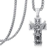 wholesale 925 Sterling Silver Saint Christopher and Saint Michael Cross Pendant Chain Necklace for Men & Women Catholic Religious -G-St Michael-G-St Michael