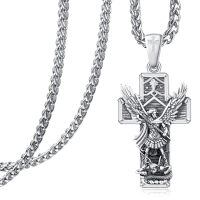 wholesale 925 Sterling Silver Saint Christopher and Saint Michael Cross Pendant Chain Necklace for Men & Women Catholic Religious -G-St Michael-G-St Michael