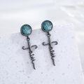 wholesale 925 Sterling Silver Cross & Turquoise Dangle Drop Earrings with Abalone Shell Accents-0-1