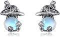 wholesale 925 Sterling Silver Mushroom Stud Earrings w/Moonstone & Moss Agate for Women's  Set - Mothers Day Presents-0-0