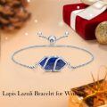 wholesale 925 Sterling Silver Blue Lapis Lazuli Hexagonal Adjustable Bolo Bracelet for Women Fine s-0-3