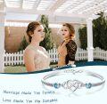 wholesale 925 Sterling Silver Blue Crystal Love Made You Family Infinity Heart Bracelet for Women-0-5