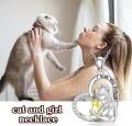 wholesale 925 Sterling Silver Cat Heart Pendant with Gold Plated Kitty and Cubic Zirconia - I Love You Forever Message Necklace for Women Gifts-0-2
