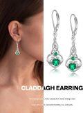 wholesale 925 Sterling Silver Birthstone Claddagh Heart Celtic Knot Dangle Earrings-0-4