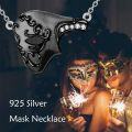 wholesale 925 Sterling Silver Phantom of the Opera Mask Pendant Necklace with Cubic Zirconia Stones for Women Gifts-0-2