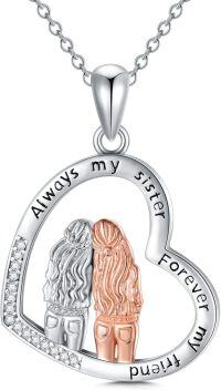 wholesale Sterling Silver Australian Crystal Infinity Twins Sister Necklace with Birthstone-Sister Heart