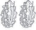 wholesale 925 Sterling Silver Leaf Design Round Cubic Zirconia Studs Hoops Earrings for Women (Small)-0-0