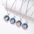 wholesale 925 Sterling Silver Round Blue Crystal Sisters Necklace for Women-0-4