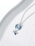 wholesale 925 Sterling Silver Blue Moonstone Heart Dog Pendant Necklace for Women and Moms-0-3