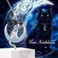wholesale 925 Sterling Silver Crescent Moon Witch Hat Cat Charm Necklace for Women's Gifts-0-2
