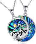 wholesale 925 Sterling Silver Abalone Shell Mountain Ocean Wave Couples Pendant Necklaces for Women Men Lover Gift Set-0-0