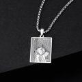 wholesale 925 Sterling Silver Rectangle Pendant with Saint Benedict Protection Charm on 3mm Box Chain Necklace for Men Women  (Silver)-0-4