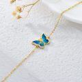 wholesale 14K Gold Chain with Blue Enamel Butterfly Charm Bracelet for Women - Animal Lovers' -0-6