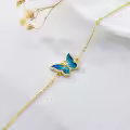 wholesale 14K Gold Blue Enamel Butterfly Charm Bracelet Wholesale for Women - Animal Lovers'-0-1