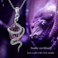 wholesale 925 Sterling Silver Purple Amethyst Stone Snake Pendant Necklace Gothic s for Her-0-4