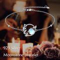wholesale 925 Sterling Silver Moonstone Leaf Design Adjustable Bracelet for Women Gifts-0-3