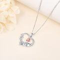 wholesale 925 Sterling Silver Heart-Shaped Fox Pendant Necklace with Cubic Zirconia Stones for Women and Girls-0-1