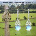 wholesale 925 Sterling Silver Blue Moonstone Triquetra Drop Earrings-0-3