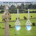 wholesale 925 Sterling Silver Celtic Knot Moonstone Drop Earrings-0-3