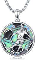 wholesale 925 Sterling Silver Sports Pendant Necklace with Soccer Player Design - Mens Football s-0-0