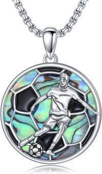 wholesale 925 Sterling Silver Sports Pendant Necklace with Soccer Player Design - Mens Football s-soccer