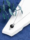 wholesale 925 Sterling Silver Black Freshwater Pearl Pendant Necklace with Cartoon Girl Design for Women-0-1