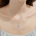 wholesale 925 Sterling Silver Blue Crystal Infinity Love Cross Pendant Necklaces for Women Gift Ideas-0-1